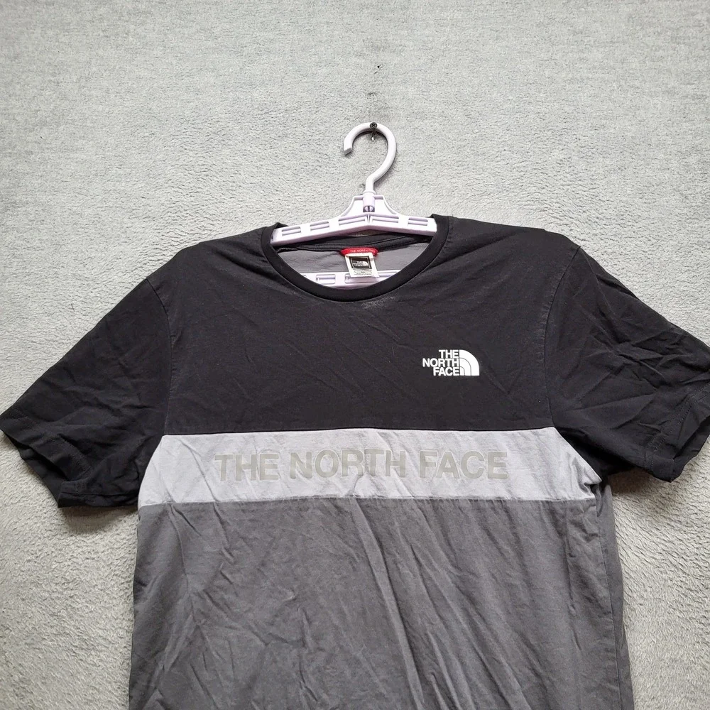 The North Face Men Shirt S Gray Colorblock Activewear Logo Short Sleeve READ
